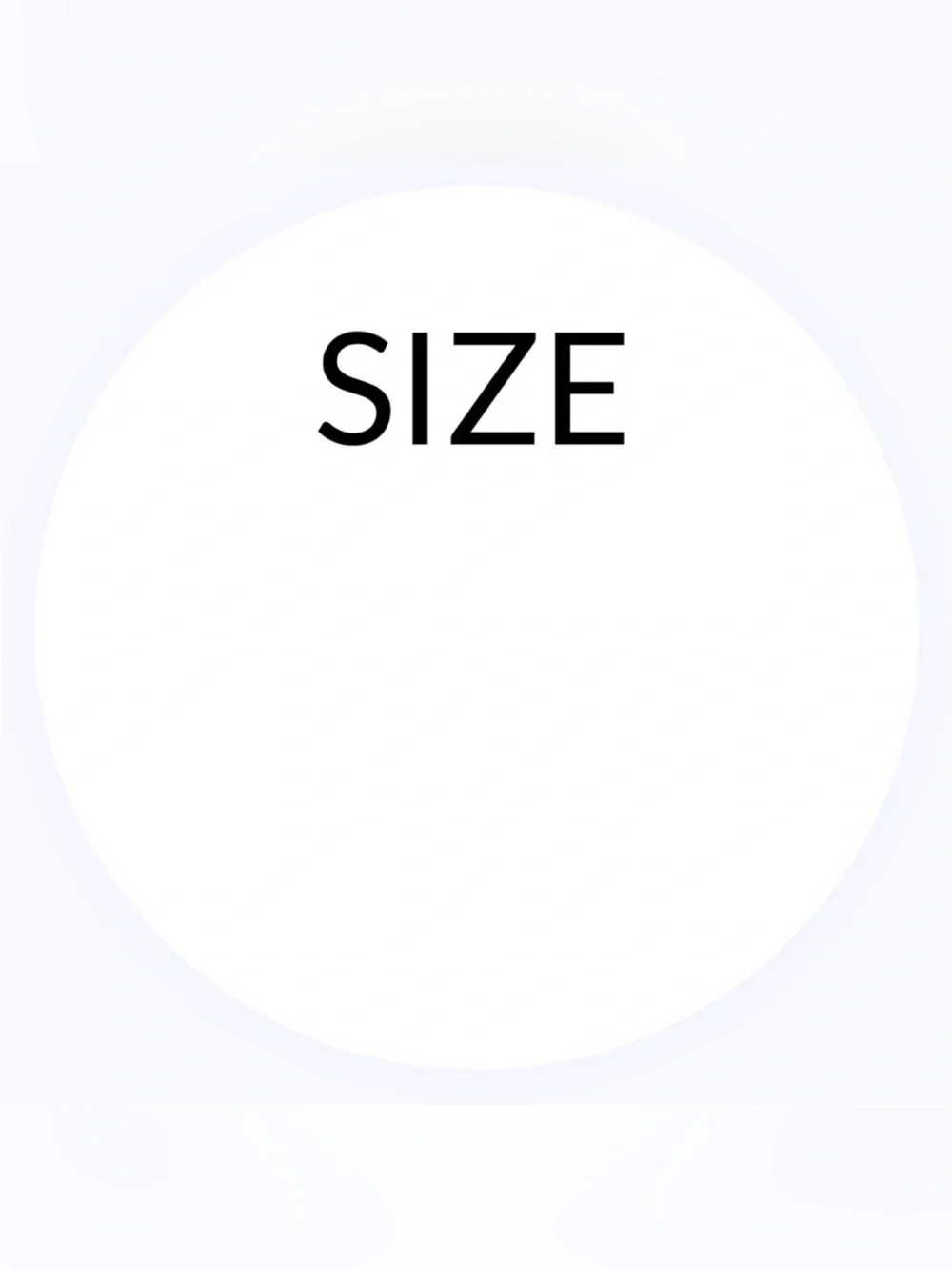 50 STICKERS - 2” ROUND - ‘SIZE’ LABELS TO FILL IN & INPUT ODD SIZES OR # SIZES